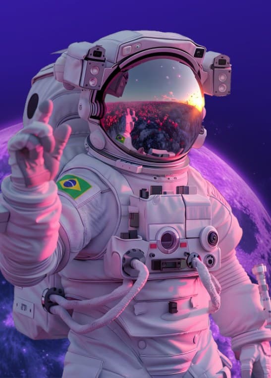 Astronauta com a bandeira do Brasil